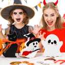 himmel Cute Halloween Decorations Indoor, 4PCS Ghost Wooden Signs Pumpkin Cat Blocks for Tiered Tray Decor, Halloween Decor for Office Home Party Shelf Display Apartment