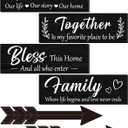 Thyle 6 Pcs Home Wall Decor Signs, This Is Us/Together/Bless/Family Wooden Wall Art with Quotes for Living Room Bedroom Kitchen Farmhouse Decor, Housewarming Gifts, Black