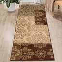 Superior Indoor Runner Rug, Jute Backing, Modern Farmhouse Floral Color Block, Ideal for Entryway, Living Room, Kitchen, Bedroom, Hallway, Floor Cover, Rockhill Collection, 2ft7" x 8ft, Beige (2ft 7in x 8ft, Rockhill - Beige)