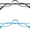 Half Reading Glasses, Half Lens Frame Metal Readers for Women Men, 1.25