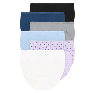 JUST MY SIZE Women's Cool Comfort Cotton High 6-pack Briefs, Assorted, 12 US