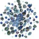 Floroom Mini Artificial Flower Heads Dusty & Navy Blue Fake Peony Daisy Rose Multicolor Small Faux Silk Flower Heads for Cake Craft Garland Wedding Party Graduation Cap DIY Home Decoration, 0.8"-3.6"