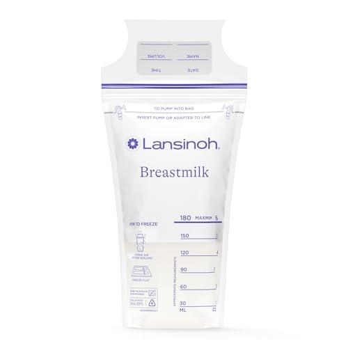 Lansinoh Breastmilk Storage Bags, 200 Count Value Pack, Baby Essentials, Fast Freeze & Thaw Breast Milk Bags for Baby Bottle Feeding, Superior Strength & Stretch, 6 Ounce