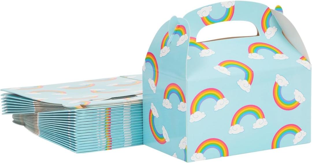BLUE PANDA 24 Pack Rainbow Gable Boxes - Treat Boxes (6.2 x 3.5 x 3.6 In Goodie Box)