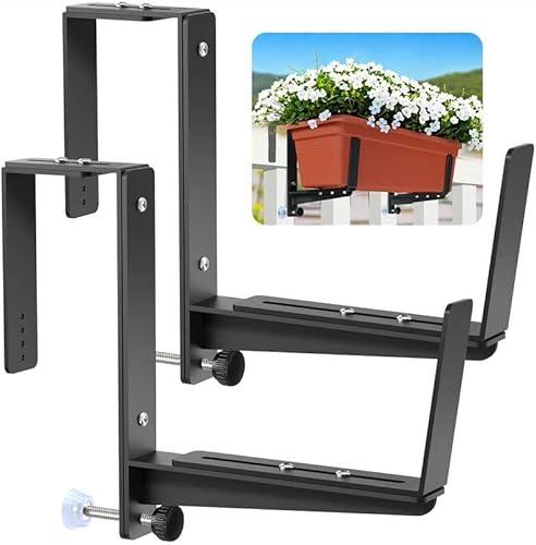 Amazon.com : VOXOR Window Box Brackets, Adjustable Planter Box Brackets, Heavy Duty Iron Flower Box Brackets for Railings, with Enhanced Bottom Support - Perfect for Balconies, Fences, and Gardens (2 Pack) : Patio, Lawn & Garden