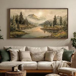 Extra Large Framed Landscape Mountain Wall Art for Living Room, 28x57 Inch