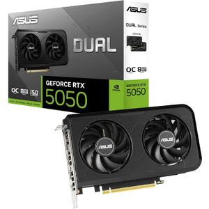 ASUS Dual GeForce RTX 5050 8GB GDDR6 OC Edition (PCIe 5.0, 8GB GDDR6, DLSS 4, HDMI 2.1b, DisplayPort 2.1b, 2-Slot, Axial-tech Fan Design, 0dB Technology, Dual BIOS and More)