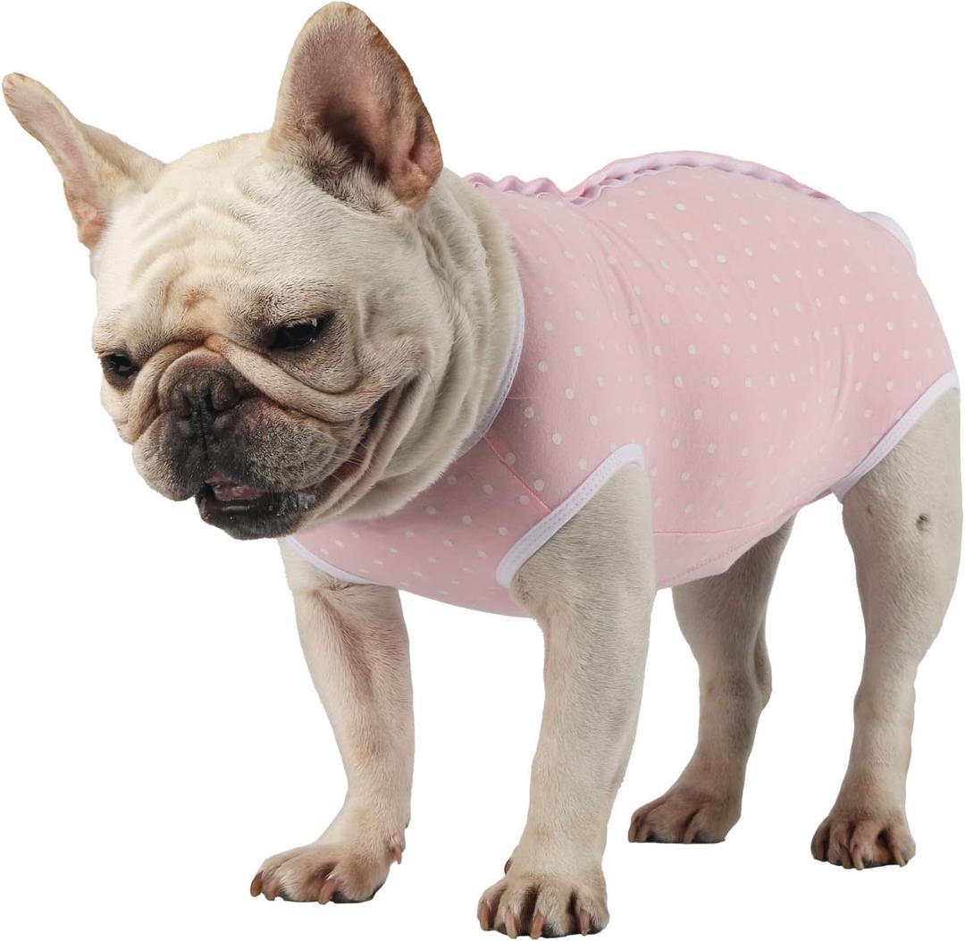 Due Felice Dog Diapers Suit Period Onesie for Female Dog Sanitary Panties Male Doggy Heat Diapers Cover Fit for Small Medium Dogs Pink Dots/M