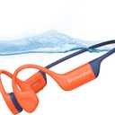 Bone Conduction Sports Headphones - IPX8 Waterproof Open-Ear Swimming Headphones, Bone Conduction Bluetooth 5.4 Wireless Earphones for Workouts and Running, Built-in Mic & 32GB MP3 Player (Orange)