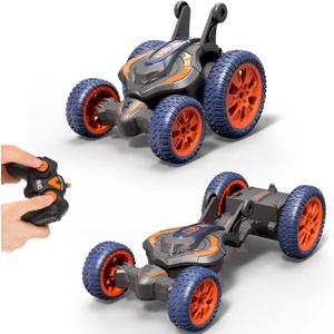 Remote Control Car, 2.4 GHz RC Cars for Boys Age 6-12, 360-Degree Rotating Fast Stunt Remote Control Cars with Cool Lights for Boys Age 6+ (Orange)