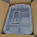 CraftGenes Grey&White Modern Plastic Storage Box - 4-Layer Durable Craft Storage Containers with 2 Removable Trays for Arts & Crafts Supplies, Sewing, Office, Seasonal Decor