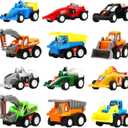 Yeonha Toys Pull Back Vehicles, 11 Pack Mini Assorted Construction Vehicles and Race Car Toy for Kids and Toddlers