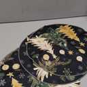 Artoid Mode Black Christmas Trees Round Placemats Set of 4, 14 Inch Seasonal Winter Place Mats for Gift Party Table Dining Decoration