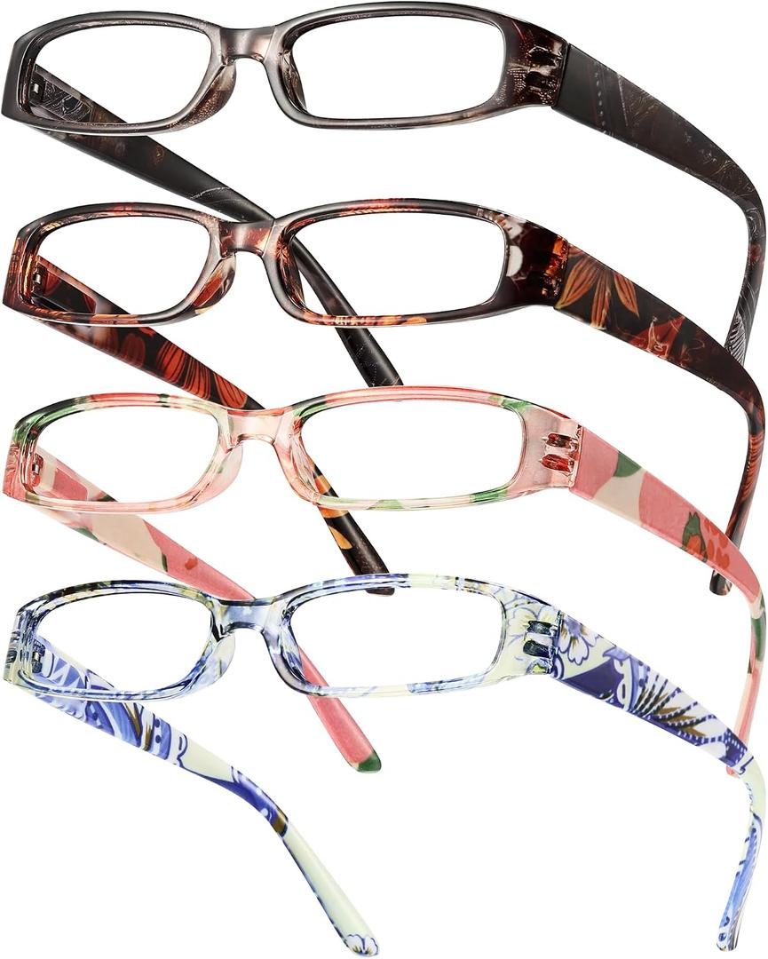 Gaoye 4-Pack Readers for Women, Blue Light Blocking Reading Glasses, Stylish Reading Glasses for Women in 4 Patterns (+2.25)