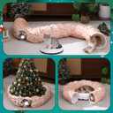 Leyndo 37 x 10 Inches Christmas Santa Cat Tunnel Bed Under Christmas Tree with Central Mat for Xmas Tree Skirt Warm Soft Cat Tube in Red Green Multifunctional Decorative Bed