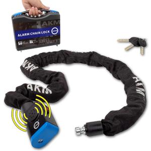 AKM Safe 80db Alarm 4ft/120cm Long Anti Theft Heavy Duty Motorcycle Chain Lock 3/8''/10mm Thick Weather Proof Durable Chains with 3 Customized Keys,Ideal for Bikes,Bicycles,Scooters,Moped