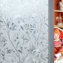 Window Film Privacy Film PVC Decorative Flower Removable Window Sticker Anti UV Home Bathroom Office Decor, 18x40 inches