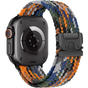 Braided Solo Loop for Apple Watch Ultra 3/2 Bands 49mm 46mm 45mm 44mm 42mm Men/Women,Parachute Buckle Stretchy Elastic Nylon Sport Strap Wristband for iWatch Bands Series 11 10 9 8 7 6 5 4 3 SE3/2, Size: 49 46 44 45mm/42mm(Series 3 2 1)