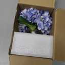 Hollyone Hydrangea Artificial Flowers with Vase Slate Blue Silk Fake Flowers Arrangements Floral Bulk Bouquet in Glass Vase with Faux Water for Home Bathroom Office Table Centerpiece Shelf Decorations