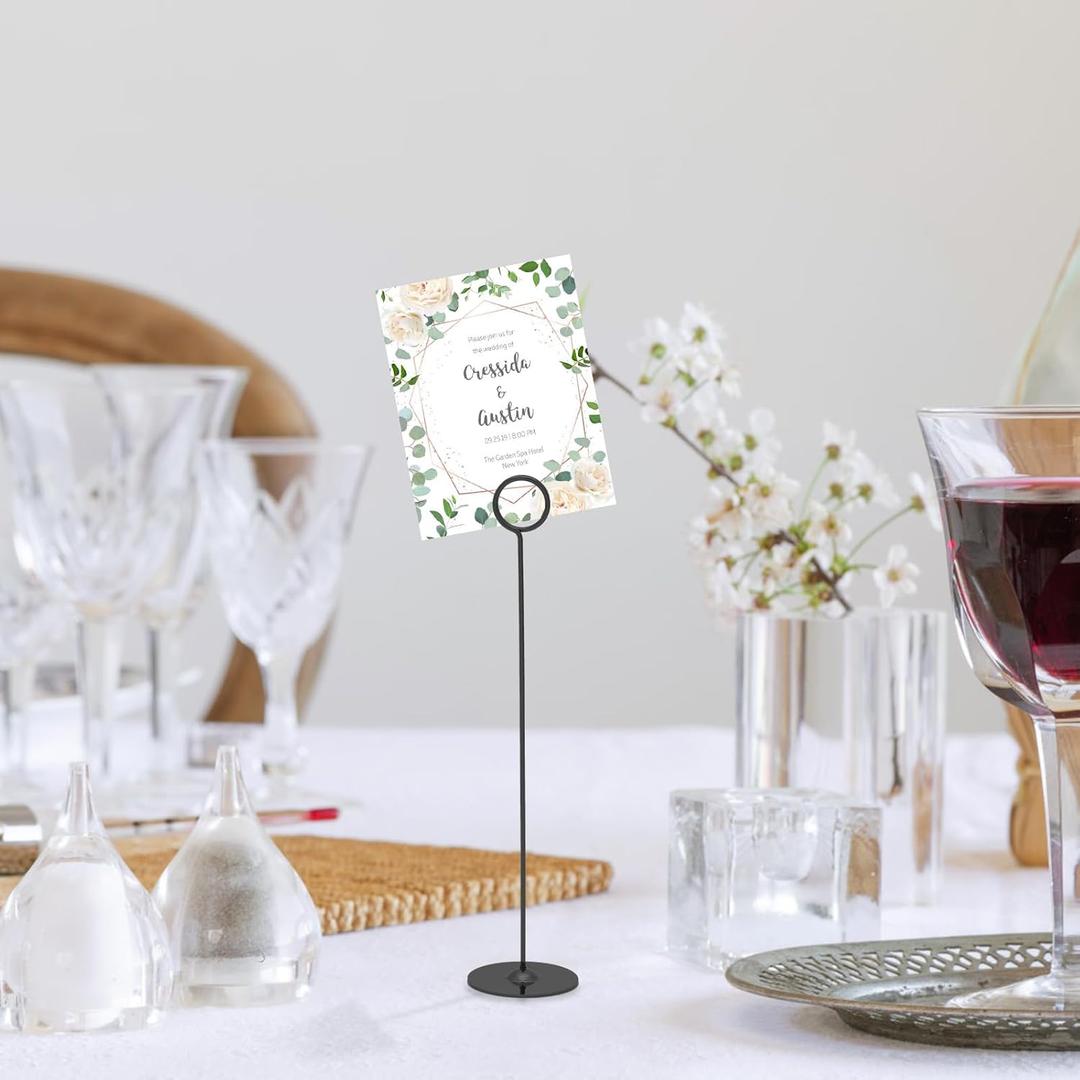 Urban Deco 5PK Table Number Holders Place Card Holders 12 Inch Table Card Holders Steel Card Holders for Photos, Food Signs, Memo Notes, Weddings, Restaurants, Birthdays(Black)