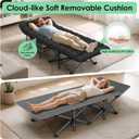 Suteck Camping Cot, Folding Camping Cot Bed for Adults Sleeping 1200D Double Layer Oxford Portable Folding Outdoor Cots for Camping W/Soft Pad Carry Bag for Home Office Nap Beach Travel