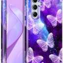 Miqala for Galaxy A55 5G/A35 5G Case,Glow in The Dark Three Layer Heavy Duty Shockproof Full Protection Hard Plastic Bumper+Soft Silicone Protective Case for Samsung Galaxy A55/A35 5G 2024,Butterfly