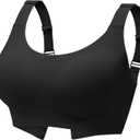 Gailife Womens Wireless Push Up Bras for Women No Underwire Seamless Full Coverage Supportive T Shirt Everyday Bras (3X-Large, U Neck - Black)