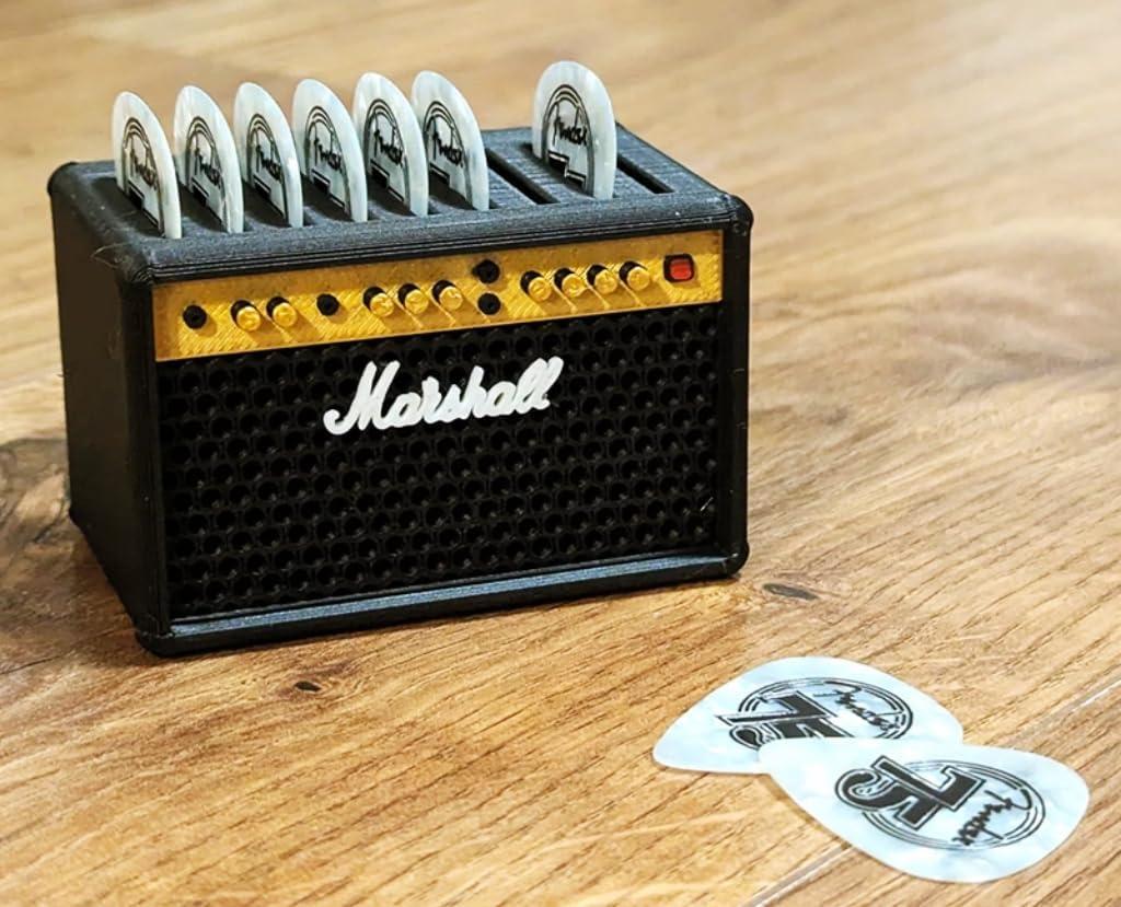 Guitar Picks Holder Box,FOR Marshall 3 Style Amp Speaker Guitar Pick Holder Box Set with 9 Celluloid Picks