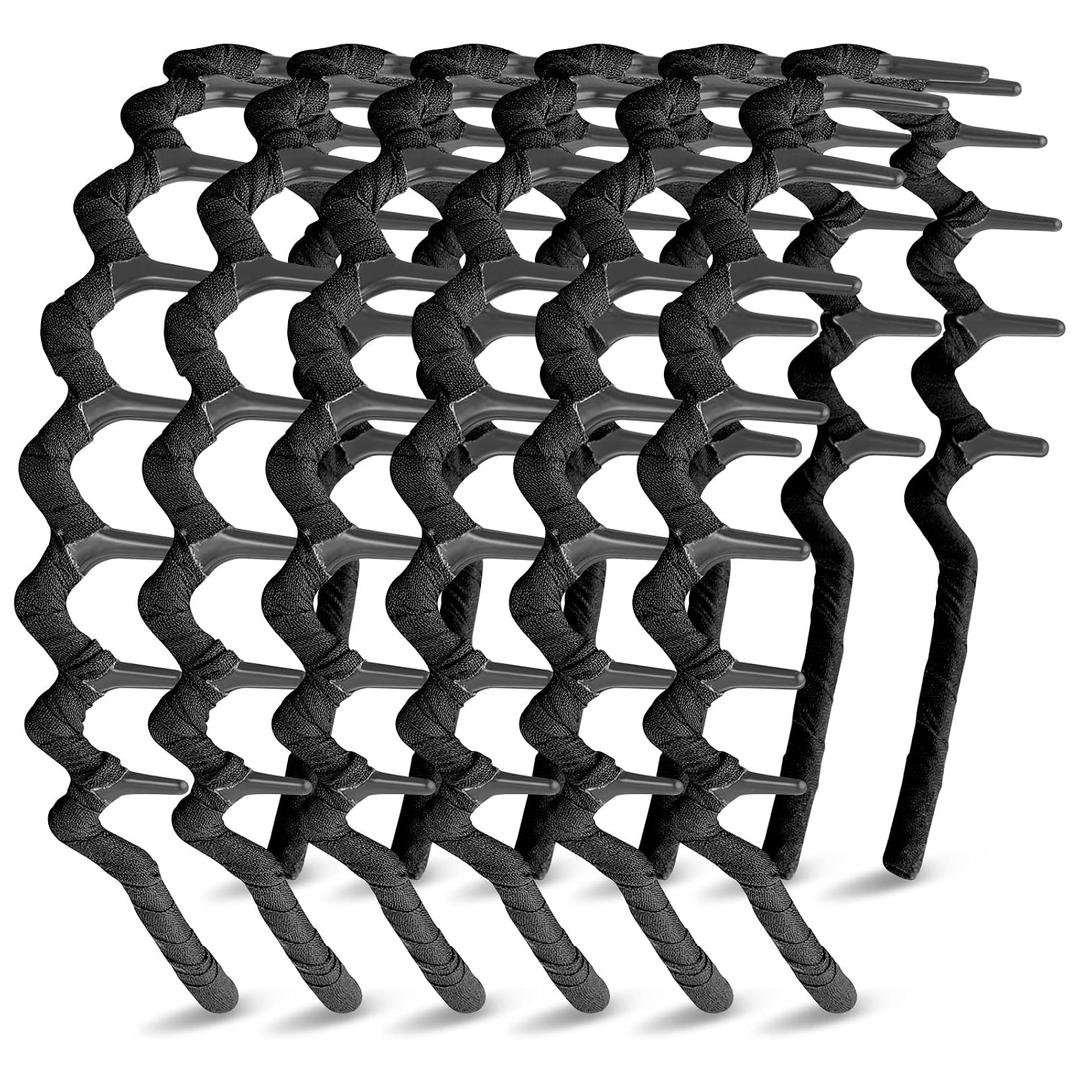 Syhood 6 Pieces Zigzag Headbands for Women Shark Tooth Comb Hairbands Wrapped Cloth Hairbands Wave Shape Plastic Hair Band Hair Accessory(Eye-catching Pattern)