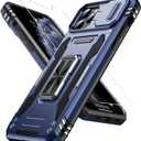 Goodon for iPhone 11 Pro Case with Sliding Camera Cover + Screen Protector - Metal Magnetic Kickstand - Military-Grade Shockproof Matte Protective Phone Cover 5.8" for Men Women Girls - Navy Blue