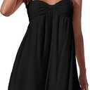 Narecte Casual Summer Dress for Women Flowy Sun Dress Mini Slip Dress cute Spaghetti Strap Dress Black M