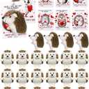 Blueweenly 24 Sets Valentines Day Gifts Mini Hedgehog Stuffs Bulk with Hedgehog Themed Cards Animal Plush Stuffed Keychain Friends Exchange Prizes Valentine Party Favors