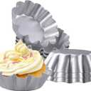 8 Pcs Egg Tart Molds, 4.72 Inch Aluminum Mini Tart Pans, Nonstick & Reusable Fluted Baking Mold for Cupcakes, Muffin, Cake, Pies, Quiche, Cheesecakes