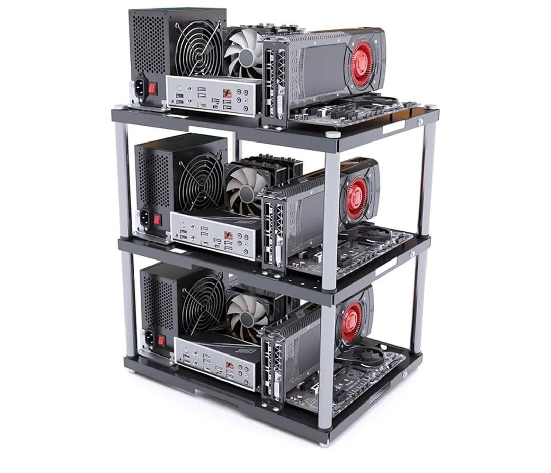 Stackable Open Air Computer Case Rack – Modular PC Frame Chassis for ATX/MATX/ITX Motherboards, Ideal for Studio, Mining Rig, DIY Builds