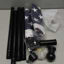 ZMTECH 5FT Flag Pole Kit with Solar Light and Embroidered American Flag, Adjustable Bracket and Upgraded Tangle-Free Ring 1" Stainless Steel Flagpole for Day and Night, Residential, Commercial, Black