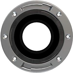 Oatey 43494 3 in. x 4 in. Fast Set Black ABS Closet Flange with Stainless Steel Ring, No Test Cap