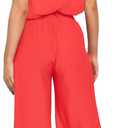 FANCYINN Womens 2 Piece Set V Neck Tank Wide Strap Tops High Waisted Cropped Paper Bag Pants with Belt (Orange, M)
