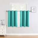 ChrisDowa Small Window Curtains for Kitchen and Bedroom - Grommet Short Thermal Insulated Room Darkening Curtains (2 Panels, Teal, 42 x 36 Inch)
