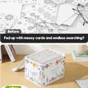 Greeting Card Organizer Box With 13 Removable Dividers, Oxford Cloth Card Organizer With Transparent Lid, Store 140+ Cards for Photos, Stamp, Crafts, Envelopes, Sticker, Scrapbooking