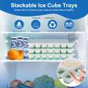 2 x Ice Cube Tray with Lid, 3 Pack Silicone Easy-Release Ice Trays for Freezer, Stackable Ice Cube Molds for Drinks, Cocktails, Whiskey, Coffee - BPA-Free and Odor-Free,Ice Cube Trays for Freezer (Sage Green)