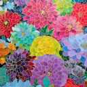 Cross & Glory  Gilded Dahlia Symphony  1000 Piece Jigsaw Puzzle for Adults | Vibrant Floral Mosaic Art Puzzle | Gold Foil Dahlia Artwork | Premium Ribbon-Cut Puzzle with Satin Finish