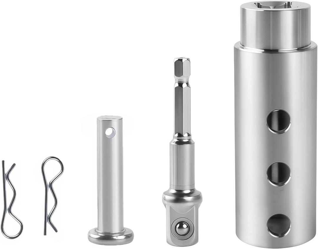 Trailer Jack Drill Adapter, 1 Inch Drive Shaft Compatible, Turbo ez Crank Jack Adapter Tool & 1/2 Inch Socket Bit, Heavy Duty for RV, Construction, Dump Trailers (DIY, Campers)