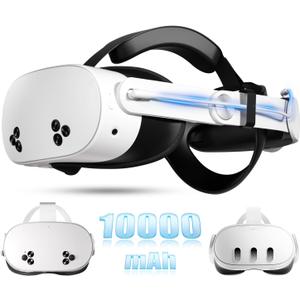 Saqico Head Strap Battery Compatible with Meta Quest 3S/Quest 3-10000mAh Elite Strap with Battery Pack Extend Playtime - Enhanced Support for Quest 3S - Replacement Battery Head Strap Accessories