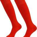 Soccer Baseball Softball Socks,Three street Unisex Knee High Solid Sport Tube Compression Football Socks 2-10 Pairs (Purple)