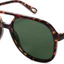 SOJOS Retro Polarized Aviator Sunglasses Womens Mens Classic 70s Vintage Trendy Square Aviators SJ2174 (Brown Tortoise/Dark Green)
