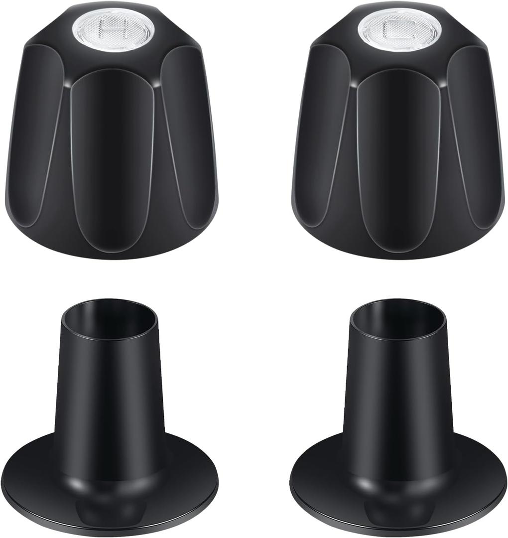 Metal Matte Black Shower Knob 2 Piece Replacement, Compatible with Price/Pfister Verve Tub Shower Handle, 2 Faucet Handle Trim Kit, for 12 Tooth 9.5mm Valve stem, Height 2.35 in Width 2.35 in