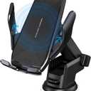 Wireless Car Charger Mount, 15W Qi Fast Charging Auto-Clamping Cell Phone Car Holder Air Vent Windshield Dashboard Long Arm Suction Cup Car Phone Mount for iPhone 13/12/11 Samsung S20/S10/S9/S8 LG (Black)