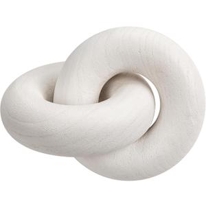 Table Decor Handcrafted Wooden Knot Sculpture Decor  Modern Nordic Style Decorative Accent for Home, Office, Shelf, and Console Table  Pure White Finish, 7"x4.7"