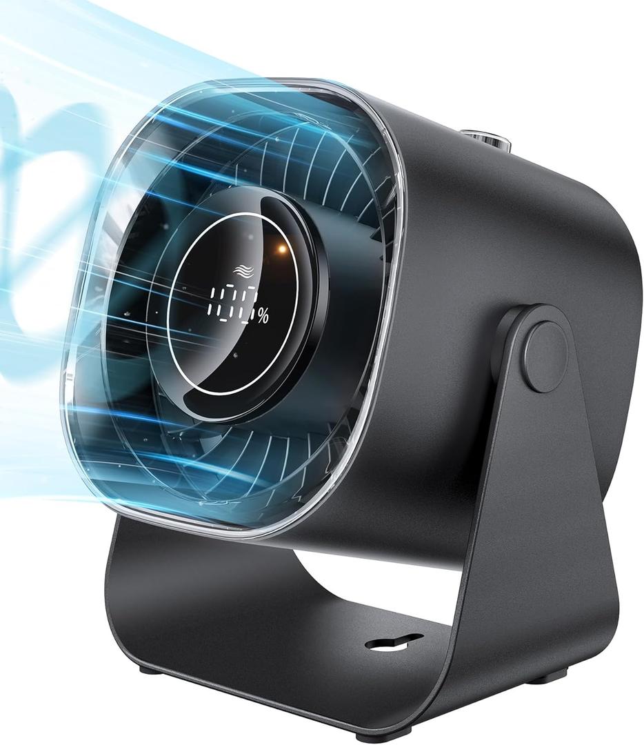 Desk Fan,Quiet Portable Fan,5000mAh Air Circulator Fan with 100 Speeds 220 Adjustable Tilt,Digital Display Small Table Fans for Bedroom,Office, Kitchen,Travel Camping Black