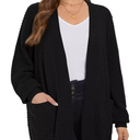 LARACE Long Cardigans for Women Plus Size Tops Open Front Sweaters with Pockets Waffle Ribbed Sleeve Loose Fall Outwear 3XL